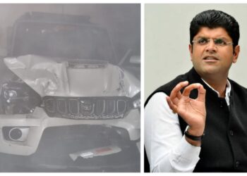 सड़क हादसे में बाल-बाल बचे डिप्टी सीएम दुष्यंत चौटाला
