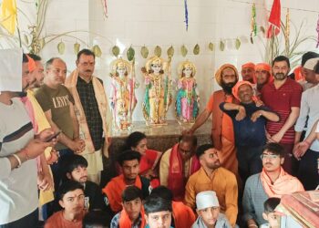 प्राचीन हनुमान मंदिर झाड़माजरी में राम लल्ला परिवार सहित विराजमान