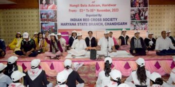 भारतीय रैडक्रास समिति राज्य स्तरीय जूनियर प्रशिक्षण शिविर का तीसरा दिन प्रार्थना व ध्वाजारोहण के साथ हुई शुरुआत